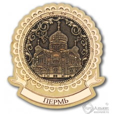 Магнит из бересты Пермь Белогорский монастырь круг Голуби дерево